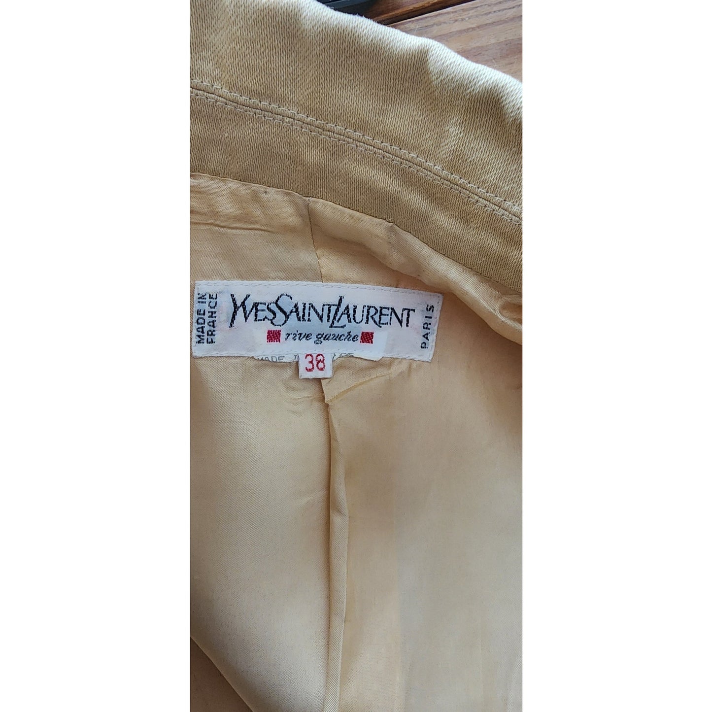 Vintage 80s YVES SAINT LAURENT Beige Blazer Single Button Jacket