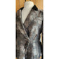 Armani Collezioni Blazer Silver Black Jacket Jacquard Print Asymmetrical Buttons Large