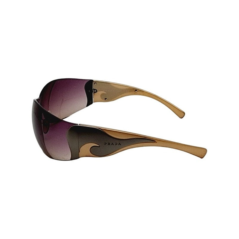 Vintage Prada Chrome Wave Brown Sunglasses Polarized SS 2004 SPR 58F