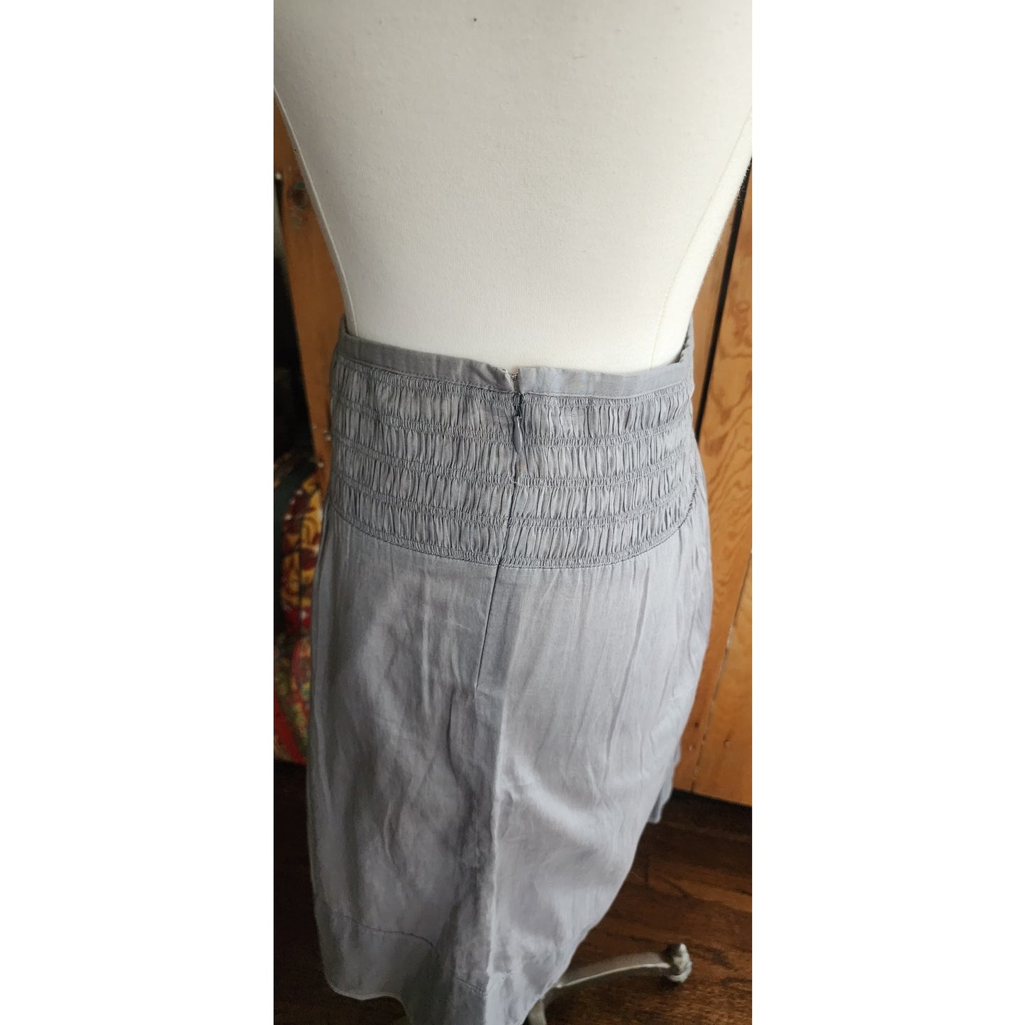 Vintage 2000s Burberry Summer Skirt Gray Cotton Midi Length / Med
