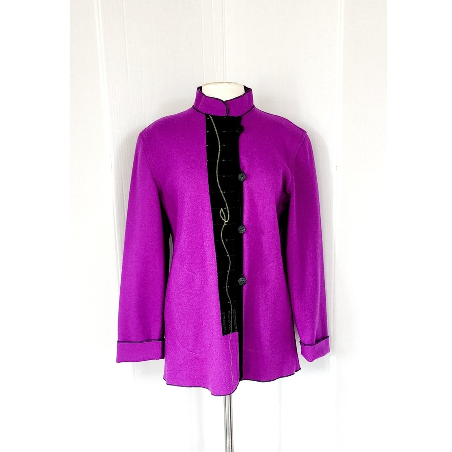 Vintage 80s Gloriah Walsh Jacket Purple Wool Wearable Art