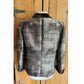 Armani Collezioni Blazer Silver Black Jacket Jacquard Print Asymmetrical Buttons Large
