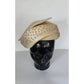 Vintage Jack McConnell Hat Asymmetrical Cream Straw Pearls Studs