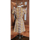 Vintage 50s Cotton Print Day Dress Yellow Black Paisley Print Shirtdress / M