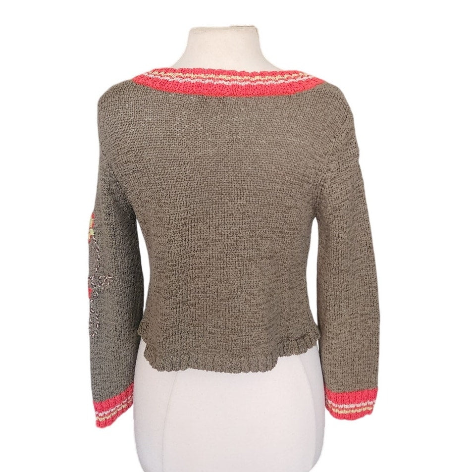 Vintage 1990s KENZO Cardigan Green Cropped Sweater