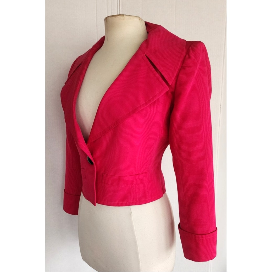 Vintage 90s YSL Saint Laurent Blazer Fuschia Silk Rive Gauche