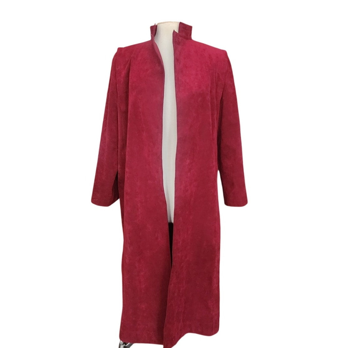 Vintage 70s Pauline Trigère Ultrasuede Coat Burgundy Red Maxi Trench