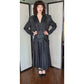 Vintage 80s Evening Dress Black Beaded Silk Fringed D'Ore Art Deco Style