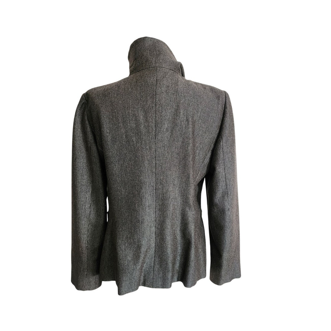 2010 Armani Collezioni Blazer Gray Microgrid Wool High Collar / L
