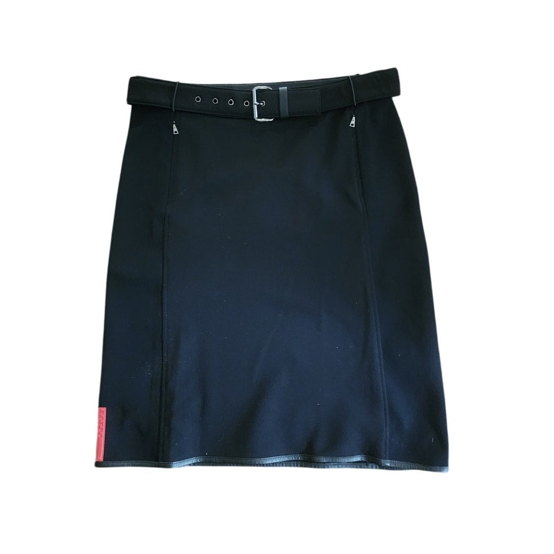 Archive Prada Sport AW 1999 Nylon Belted Technical A Line Skirt Linea Rossa Red Tab Size L