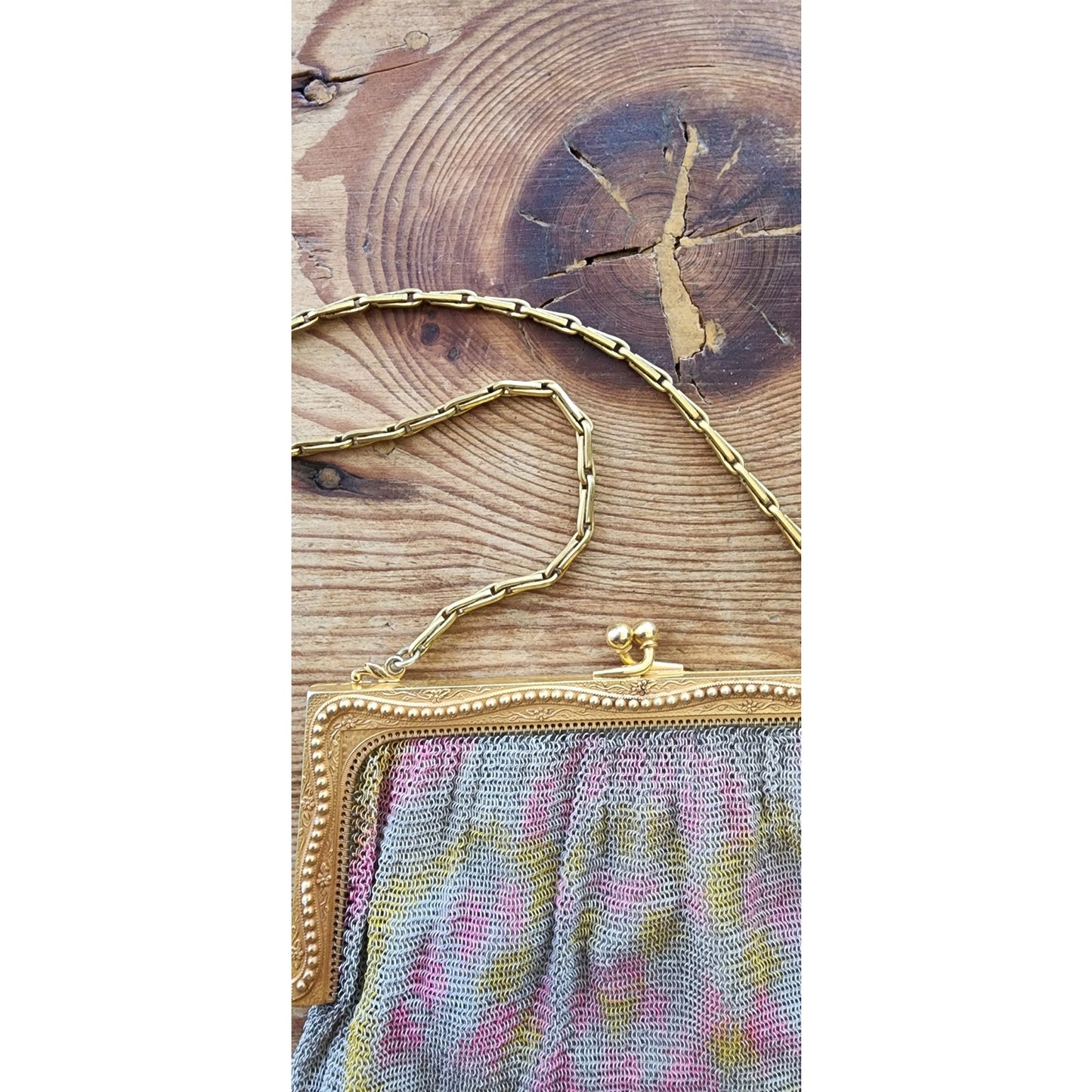 Antique Handbag Watercolor Mesh Edwardian Whiting Davis