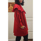 Vintage 90s Red Wool Swing Jacket Hip Length Coat Victoria March Chicago Designer