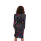 Vintage 1980s UNGARO Sac Dress Dark Floral Print Wool w/Sash Necktie / M