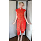 50s Tiki Play Suit Red Cotton Print Tunic + Top by Nani of Hawaii