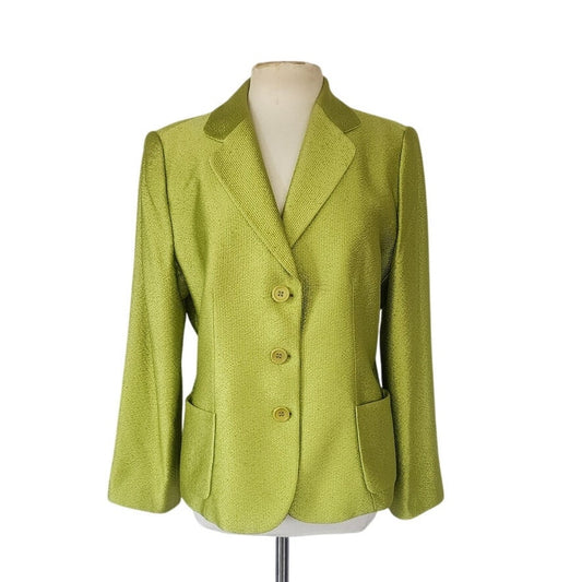 Vintage 2005 Armani Collezioni Blazer Textured Lime Green Jacket Size 16