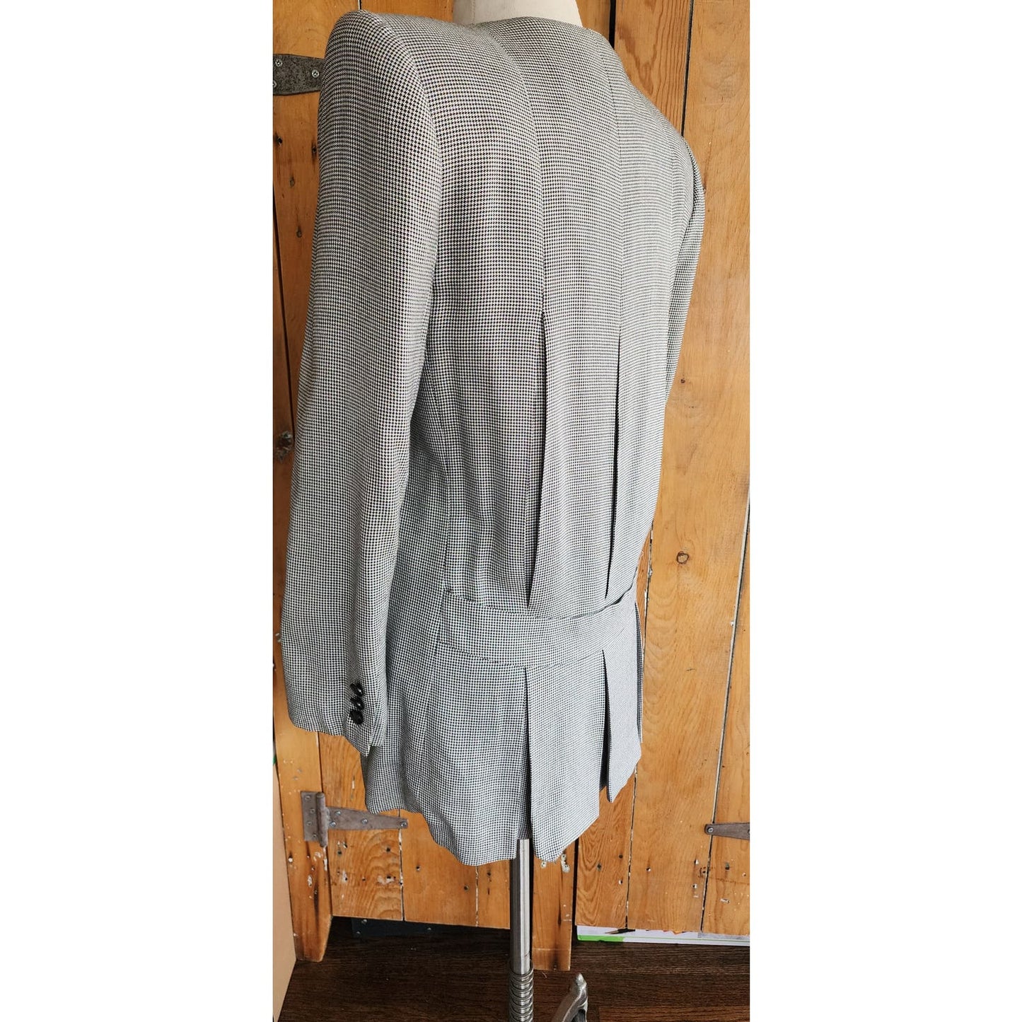 Vintage 80s Houndstooth Blazer Black White Kasper