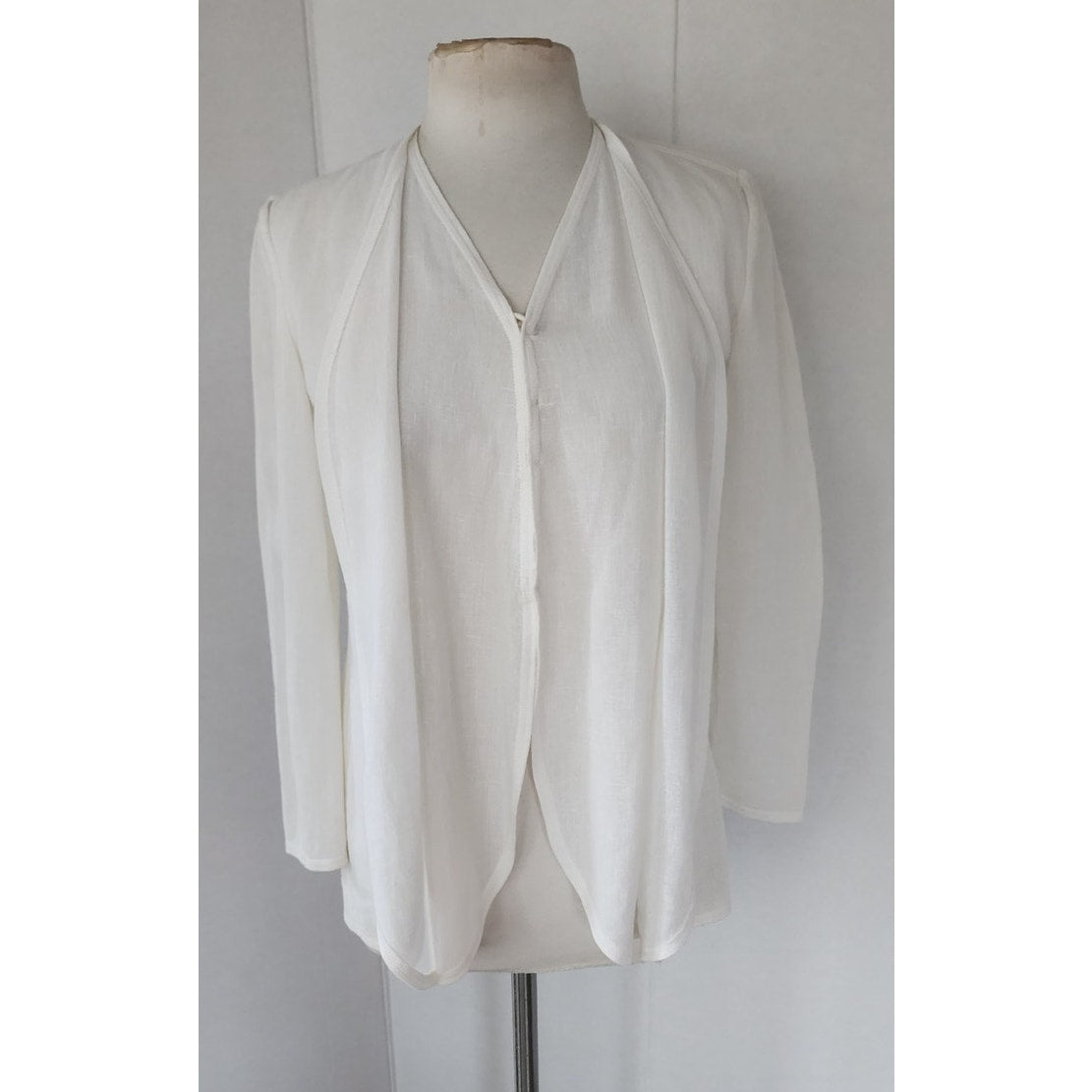 Vintage 90s GIORGIO ARMANI BLACK LABEL Jacket White Linen Blazer / Medium