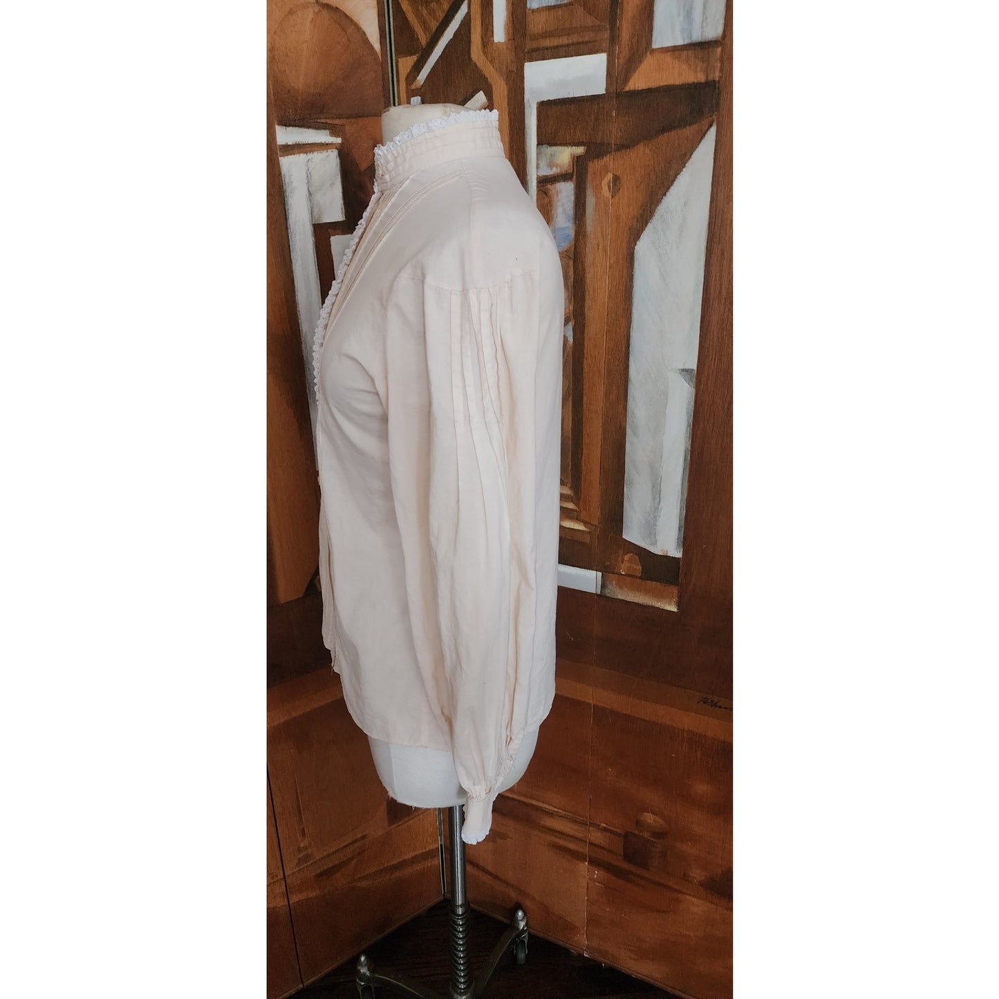 Vintage 80s Laura Ashley Cream Cotton Victorian Revival Blouse