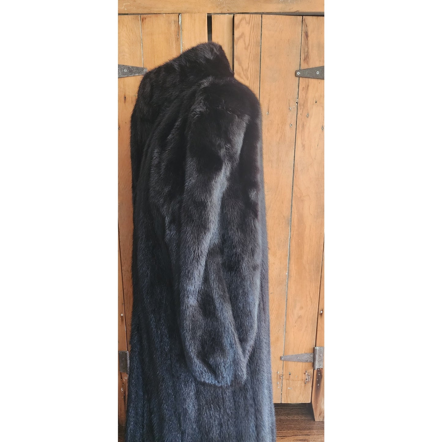 Vintage 1990s Black Ranch Mink Fur Coat Sized Medium to Large Evans Collection