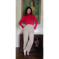 Vintage 80s Fuschia Blouse Ruffled Front Shirt 1 Park Ave