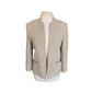 Vintage 70s Bally Blazer Beige Wool Band Collar Jacket Medium