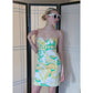 Vintage Y2K Pucci Strapless Cotton Print Dress Yellow Green Floral NWOT