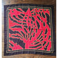 Vintage St John Knit Scarf Silk Print Square Red Black Gold Square