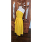 Vintage 80s Sonia Rykiel Strapless Dress Yellow Cotton Button Front Sash Belt Waist