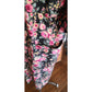 Vintage 80s UNGARO Silk Floral Print Dress Necktie Sash Button Down Front