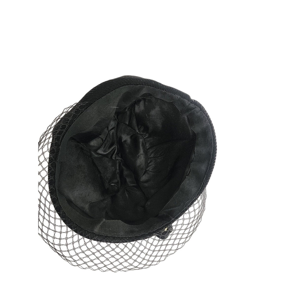 Vintage 30s Art Deco Style Hat Black w/Cream Lucite Modernist Design