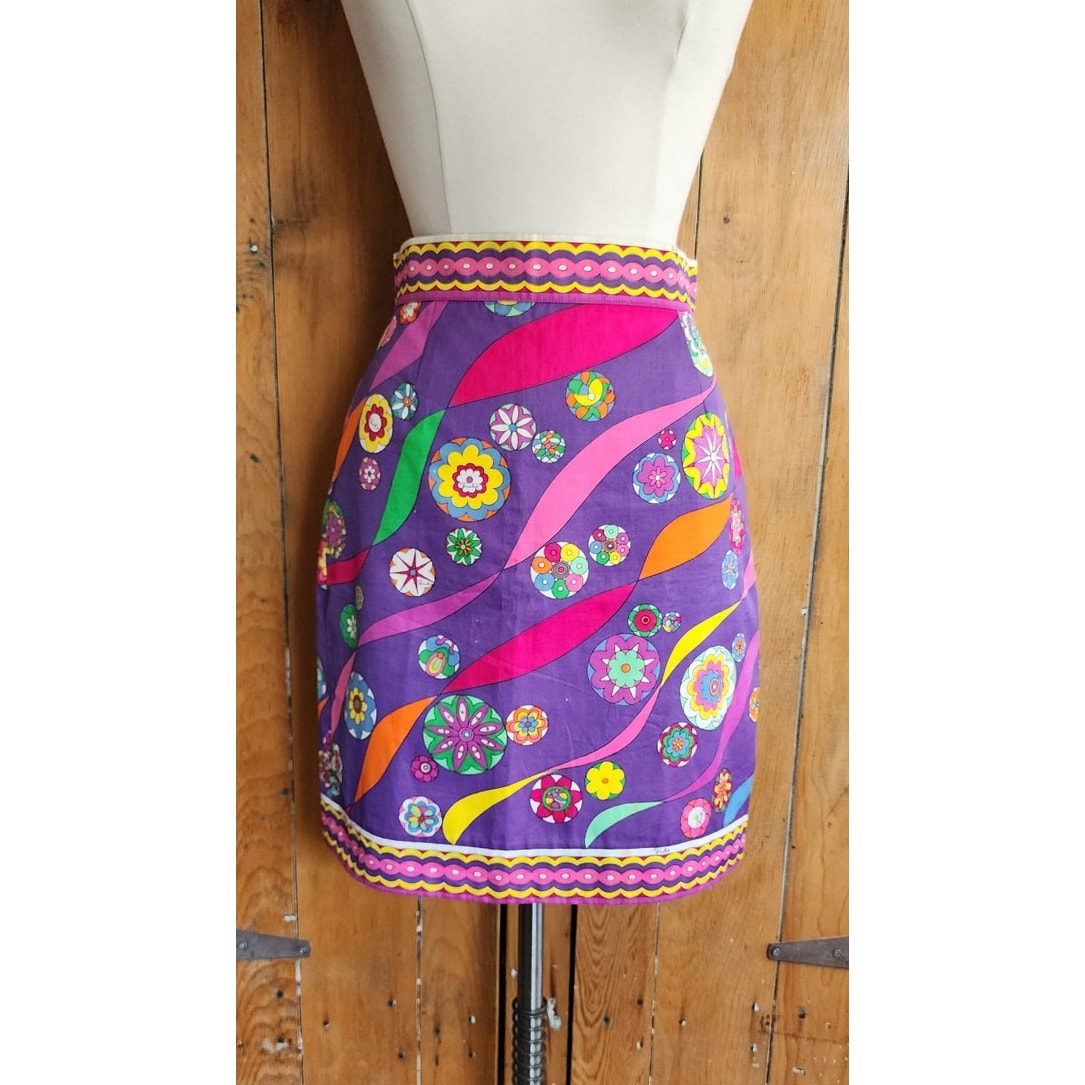 Vintage 60s 70s Pucci Skirt Purple Floral Print A Line