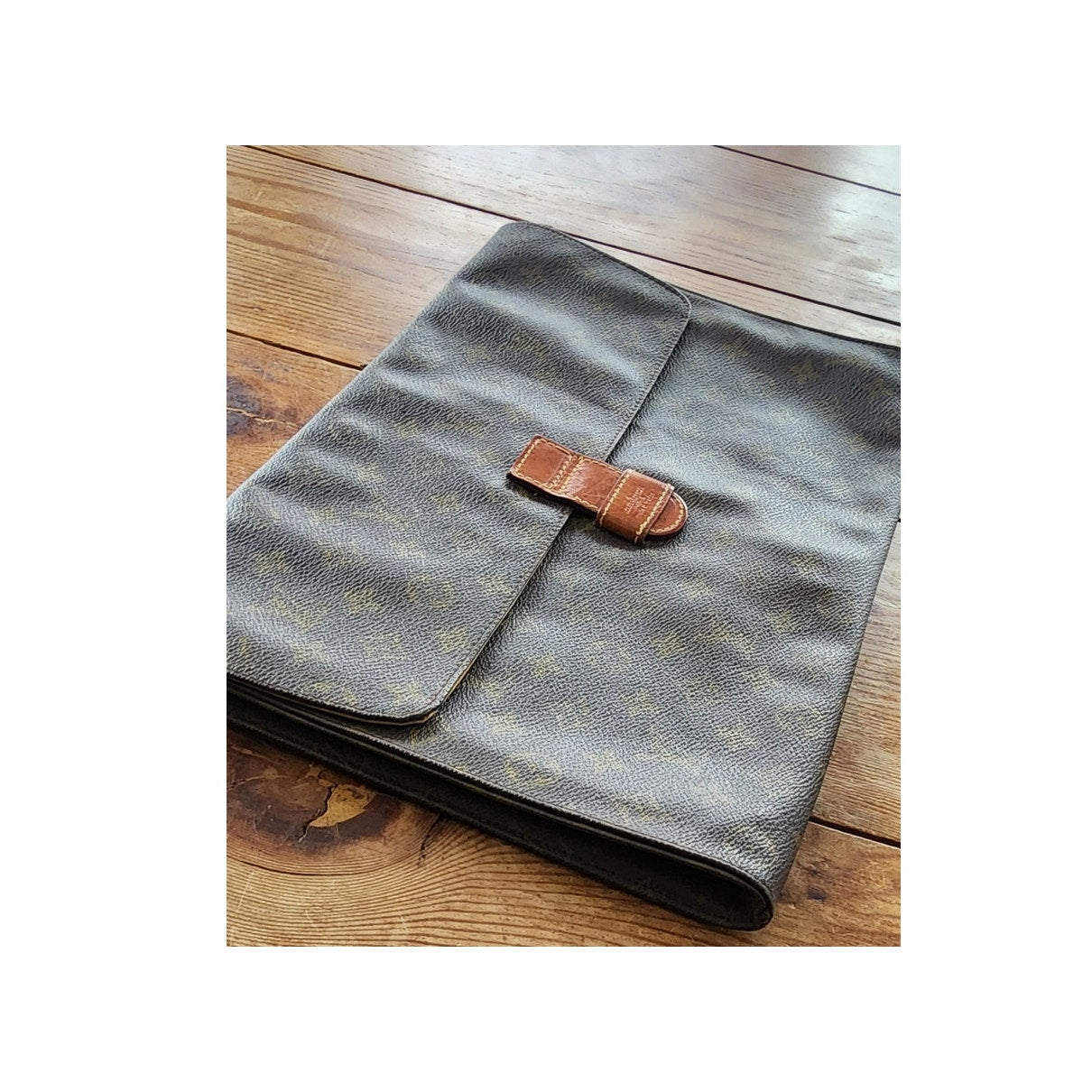 Vintage Louis Vuitton Leather Clutch Bag Poche Ministre Serviette Ambassadeur Monogrammed