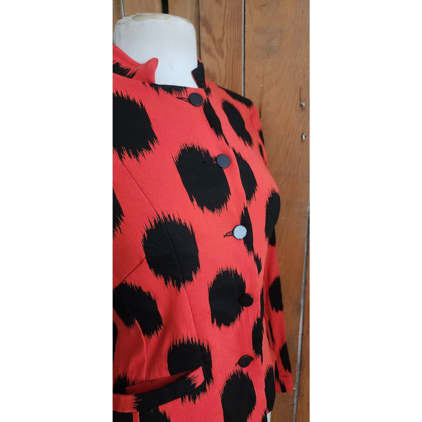 Bitte Kai Rand Blazer Orange Black Spots Ikat Print Danish Art to Wear NWT