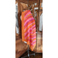 Vintage 70s Liberty of London Silk Scarf Large Orange Pink Diagonal Stripe