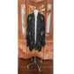 Vintage 1990s Evening Kimono Jacket Shimmering Peacock Feathers Beaded Black Duster Boho Chic Art Nouveau Deco