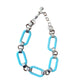 Vintage Y2K PONO by Joan Goodman Resin Chain Link Necklace Aqua Blue Silver Statement Italy