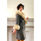 60s Gray Coat Cream Fox Fur Collar & Cuffs by Gino Rossi