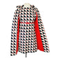 Vintage 60s Mod Dress Suit / Coat Set Geometric Print Navy Blue Red White