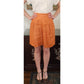 Vintage 1980s Orange Linen Dress Shorts Pleated Front by Perlie / M