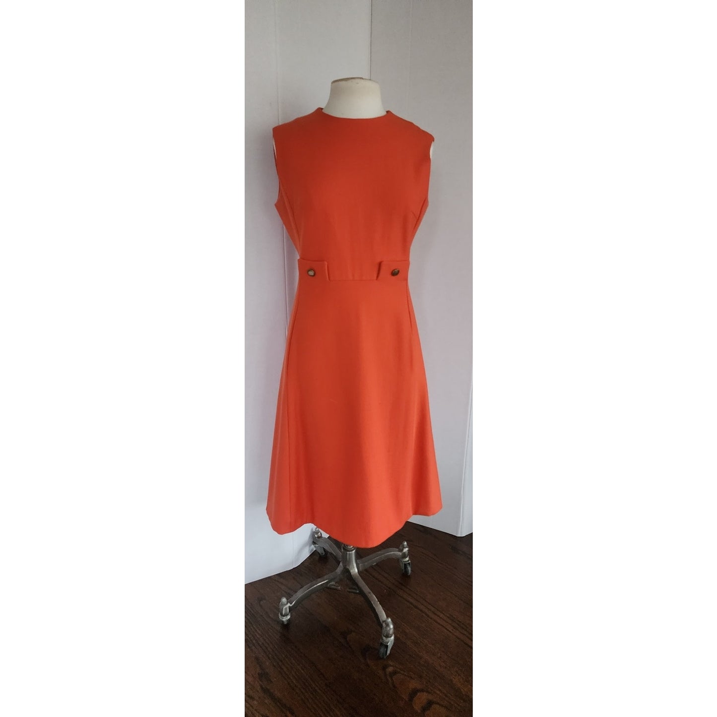 Vintage 60s Orange Dress Mod A Line Skirt / Medium