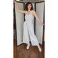 Vintage 70s Jumpsuit in White Cotton Big Pockets
