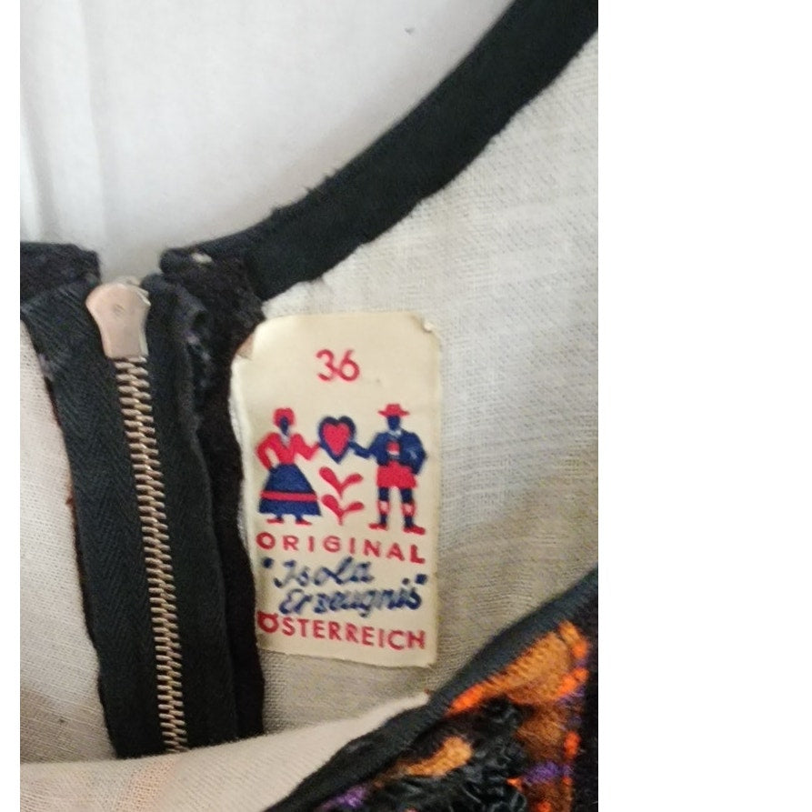 Vintage Dirndl Dress Boho Maxi Traditional Austrian Folk Costume Isola XS Juniors Teen