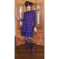 Vintage 80s GIVENCHY Silkprint Dress Purple Black Harlequin Diamonds Long Sleeved