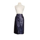 Vintage 1980s Krizia Pencil Skirt Purple Eel Skin Leather Snap Front Midi Small IT 40