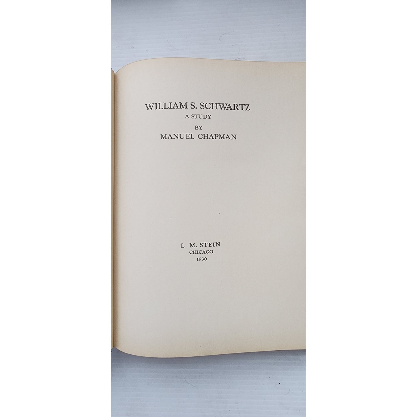 Art Book William S Schwartz A Study Manuel Chapman 1930 Chicago 2nd Ed