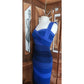 Vintage Y2k Tadashi Dress Blue Bandage Style Bodycon Sleeveless Stripe Small