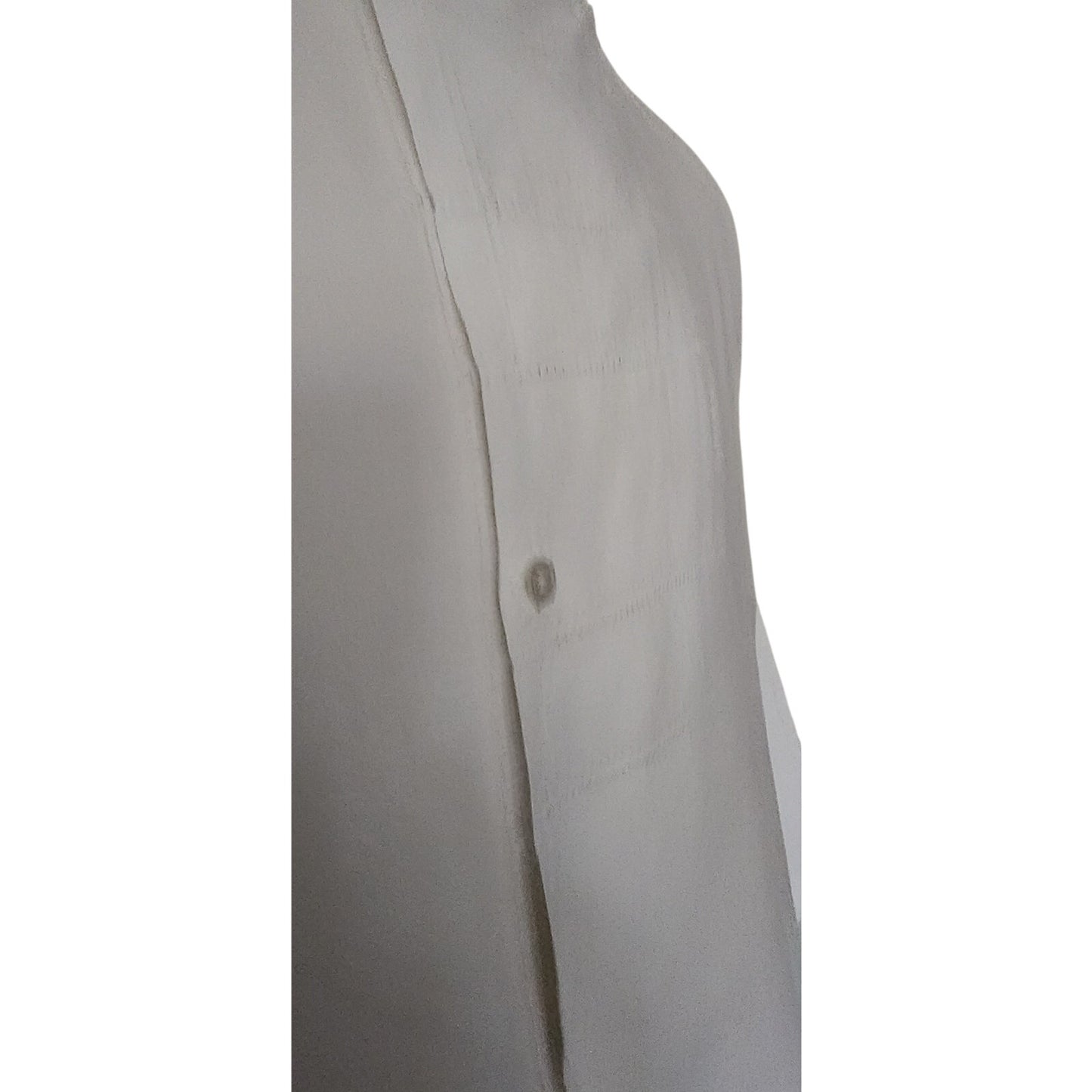 Vintage Issey Miyake Mens Shirt White Linen Button Down Asymmetrical Closure Mandarin Collar
