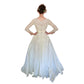 Vintage 1950s Wedding Dress Cream Lace Long Sleeves Long Train Bow Back / Small