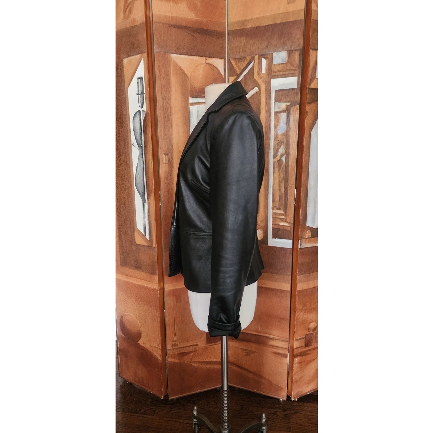 Vintage 1990s Caché Leather Blazer Tailored Lambskin Single Button
