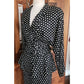 Vintage 80s Saint Romei Neiman Marcus Silk Polka Dot Peplum Jacket Fishtail Skirt Suit Set